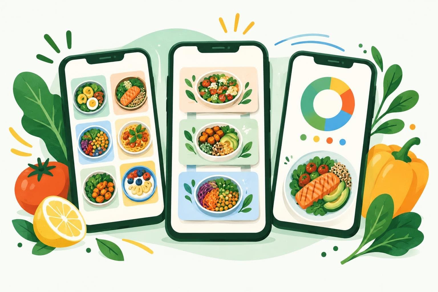 Three types of apps: automatic planner, recipe manager and calorie tracker