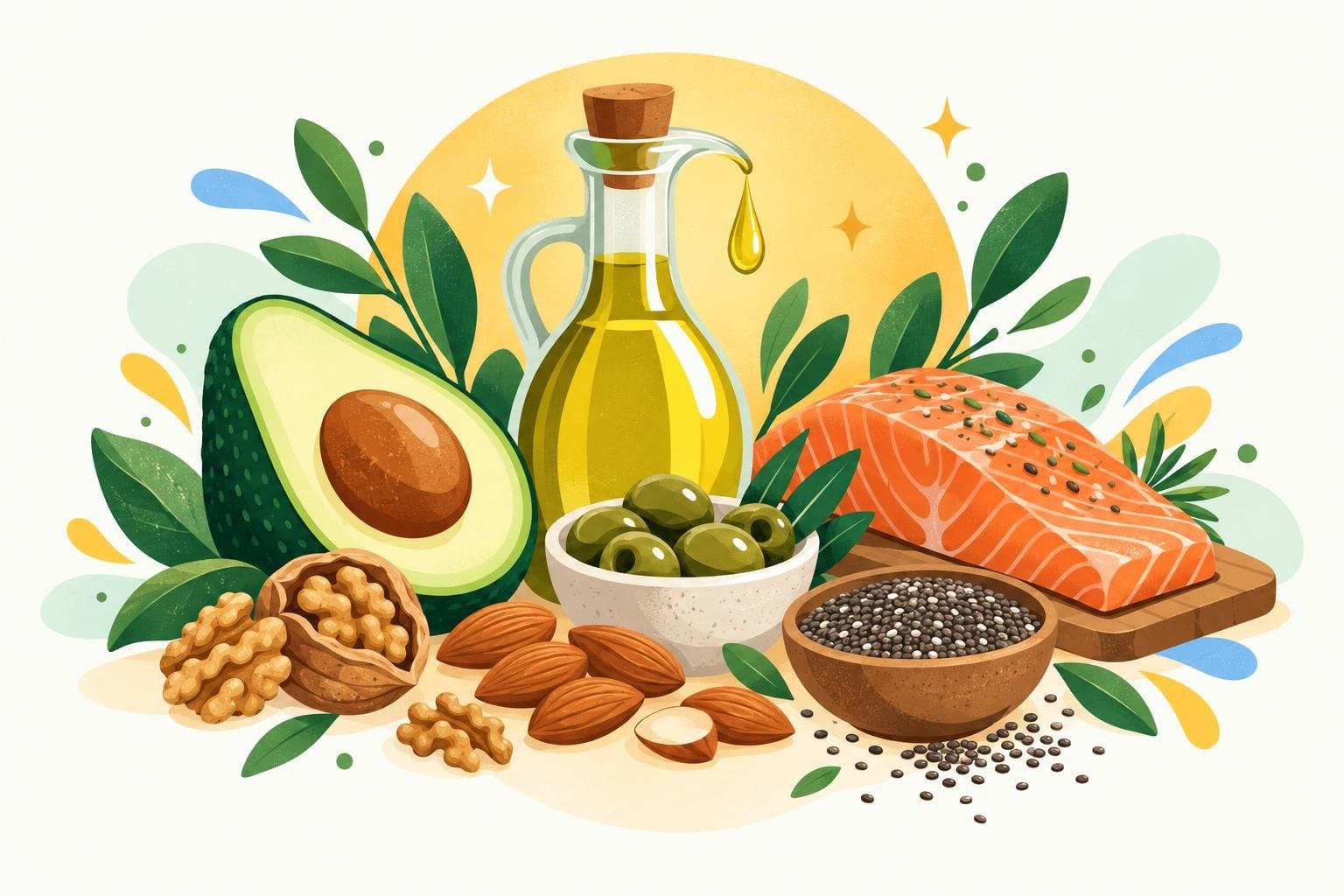 Illustration for Healthy fats: which ones to eat more of, and which to limit
