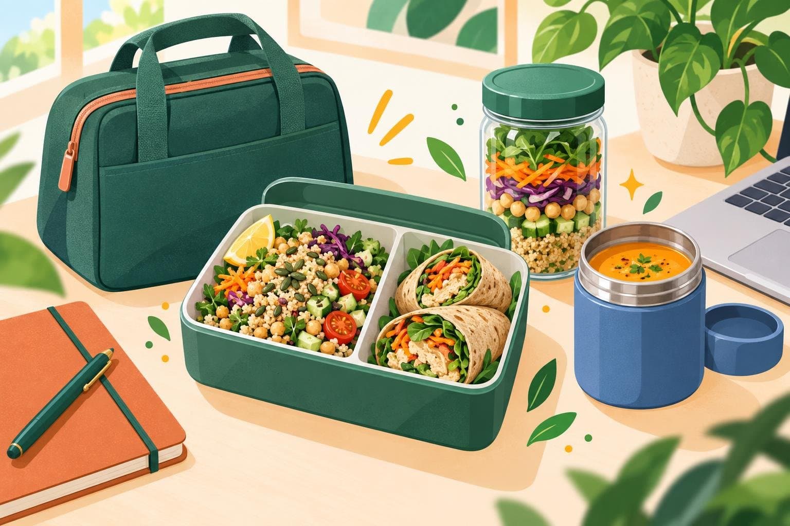 Illustration for Healthy work lunches that aren't sad desk salads
