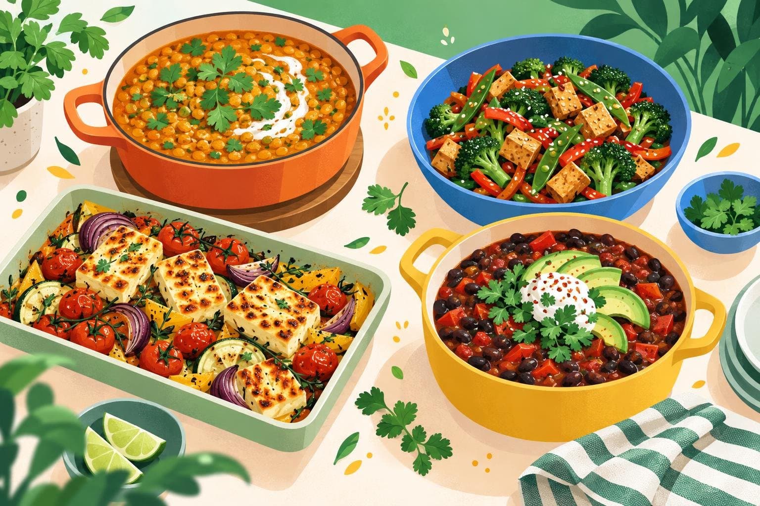 Illustration for 10 high-protein vegetarian dinners