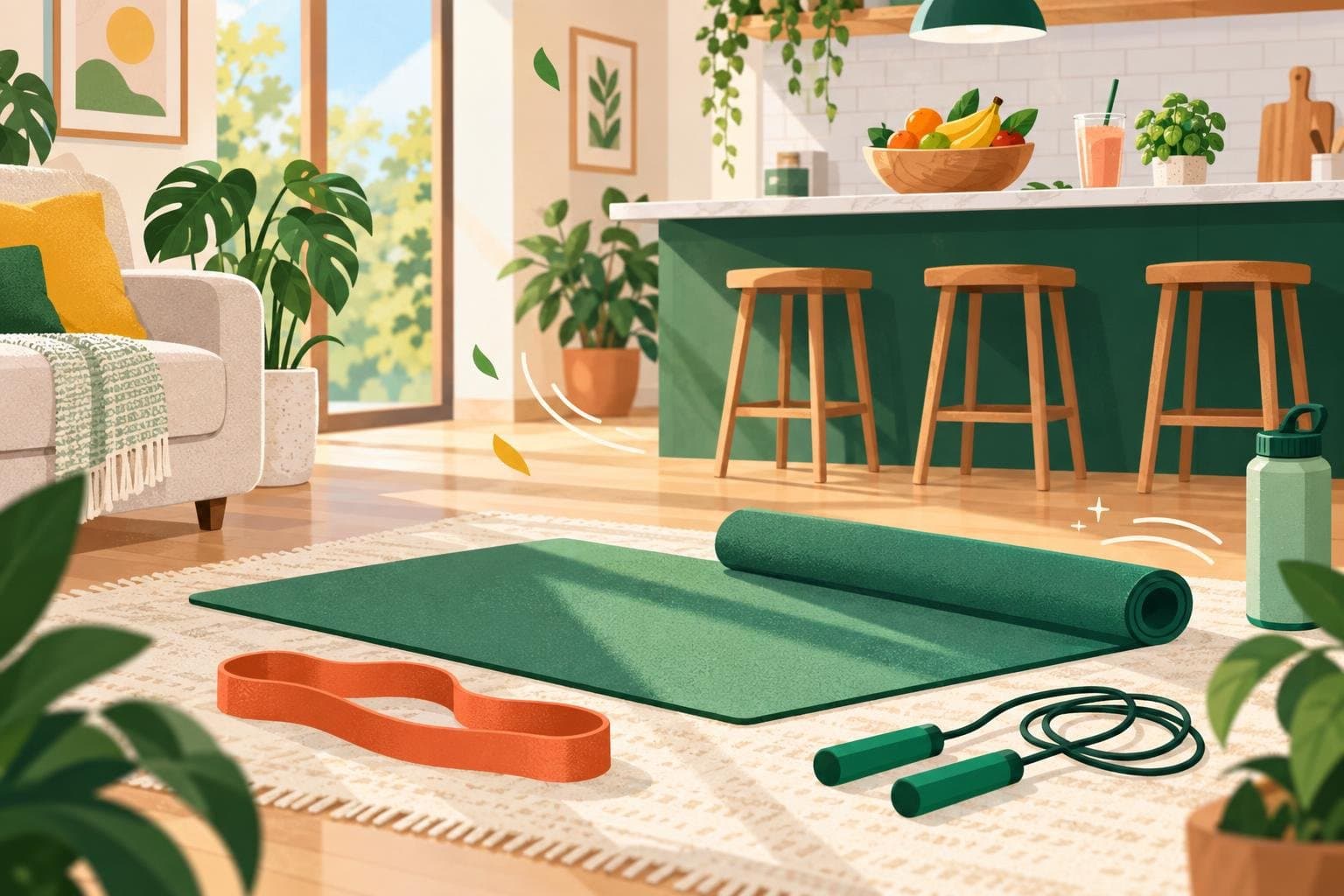 Illustration for Home workouts and healthy eating: a simple routine that works