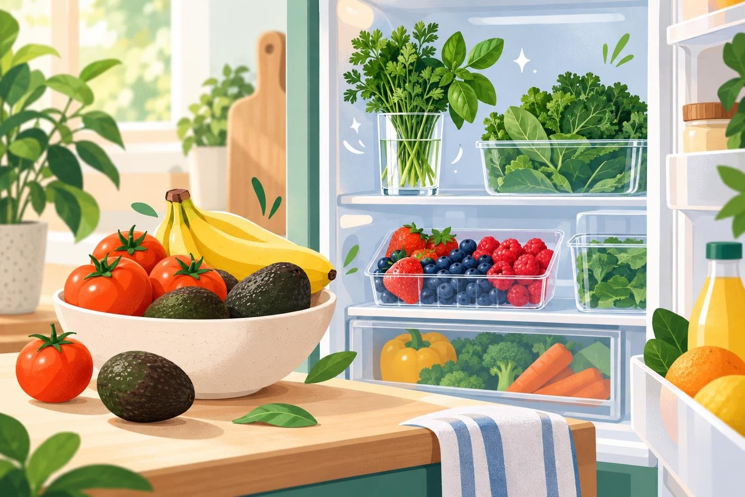 Illustration for How to store fruit and vegetables so they last longer