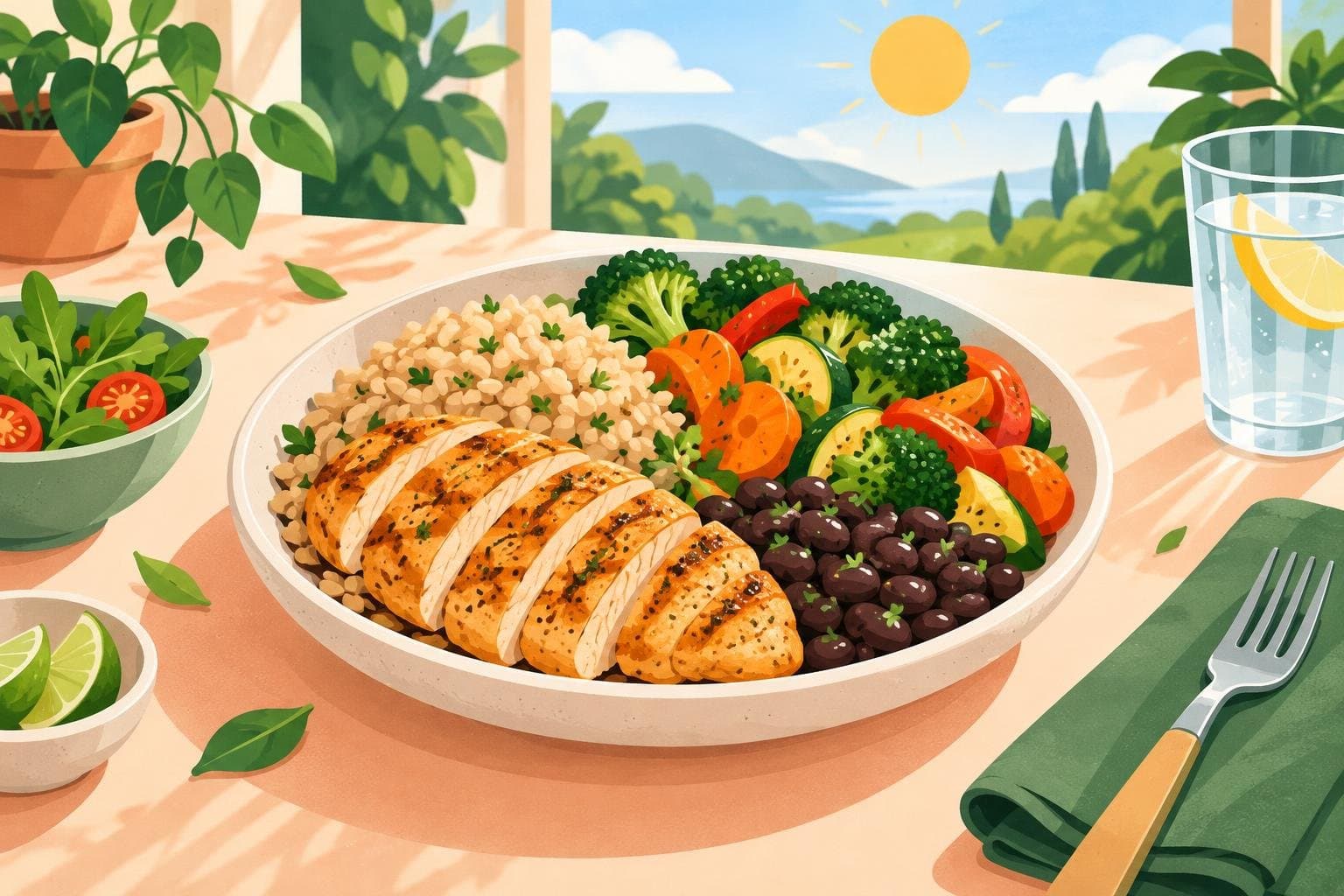 A satisfying lunch with protein and fibre