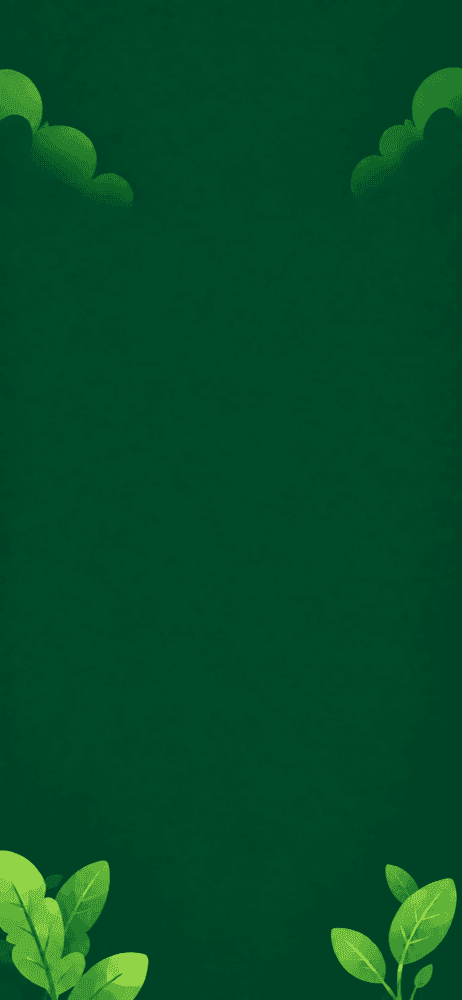 Deep green background with leaves