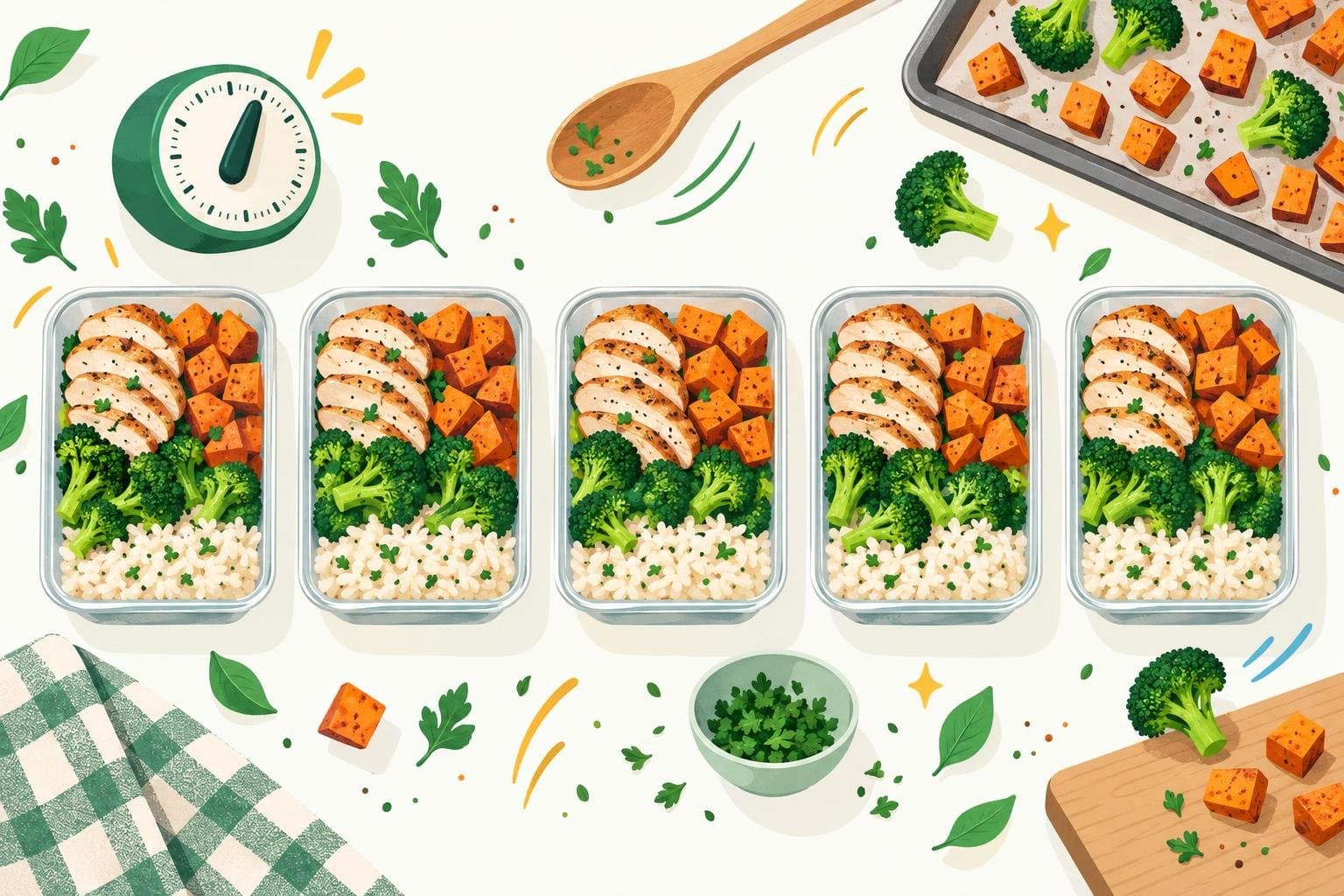 Illustration for Meal prep for beginners: a 90-minute Sunday routine