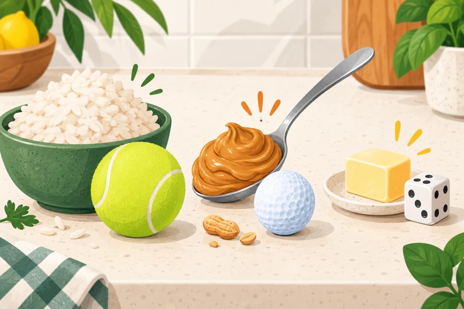 Everyday objects as portion guides: a tennis ball, golf ball and dice