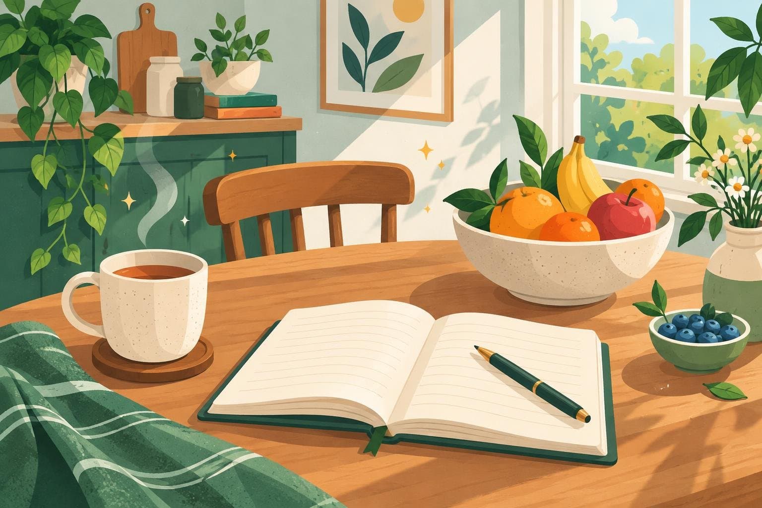 A pause with a cup of tea and a journal